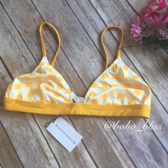 SOLID & STRIPED | Yellow & White Gingham Bikini Top NWT - Picture 5 of 9